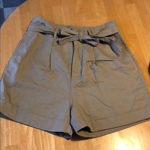Linen Cotton blend Paper Bag high waisted shorts